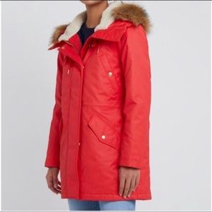 New J Crew Red Winter Parka NWT Size XS Tall